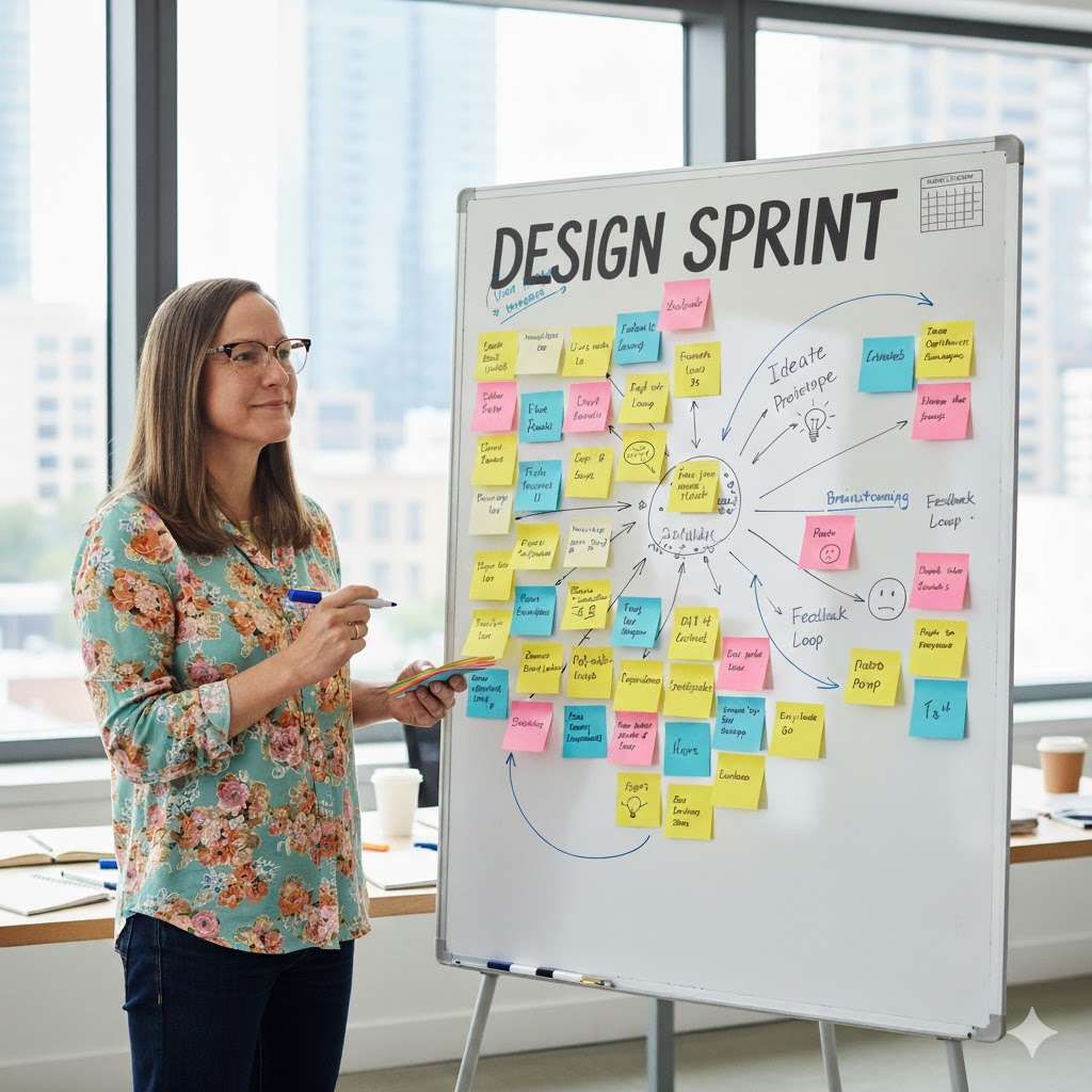 Clare Dygert leads a design session