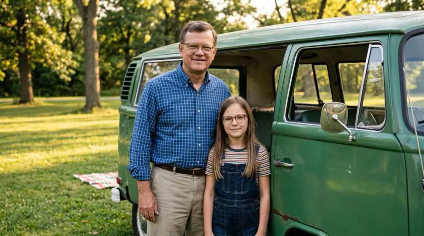 Clare as a child with father
