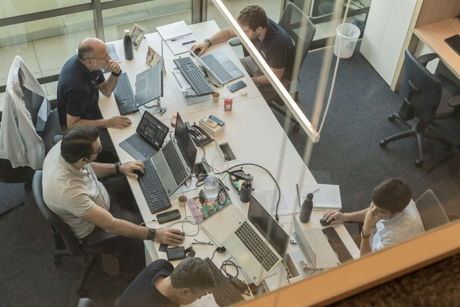 team working on computers